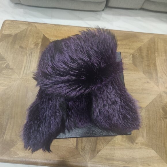 Prada fox fur trapper hat size L New - Picture 1 of 3